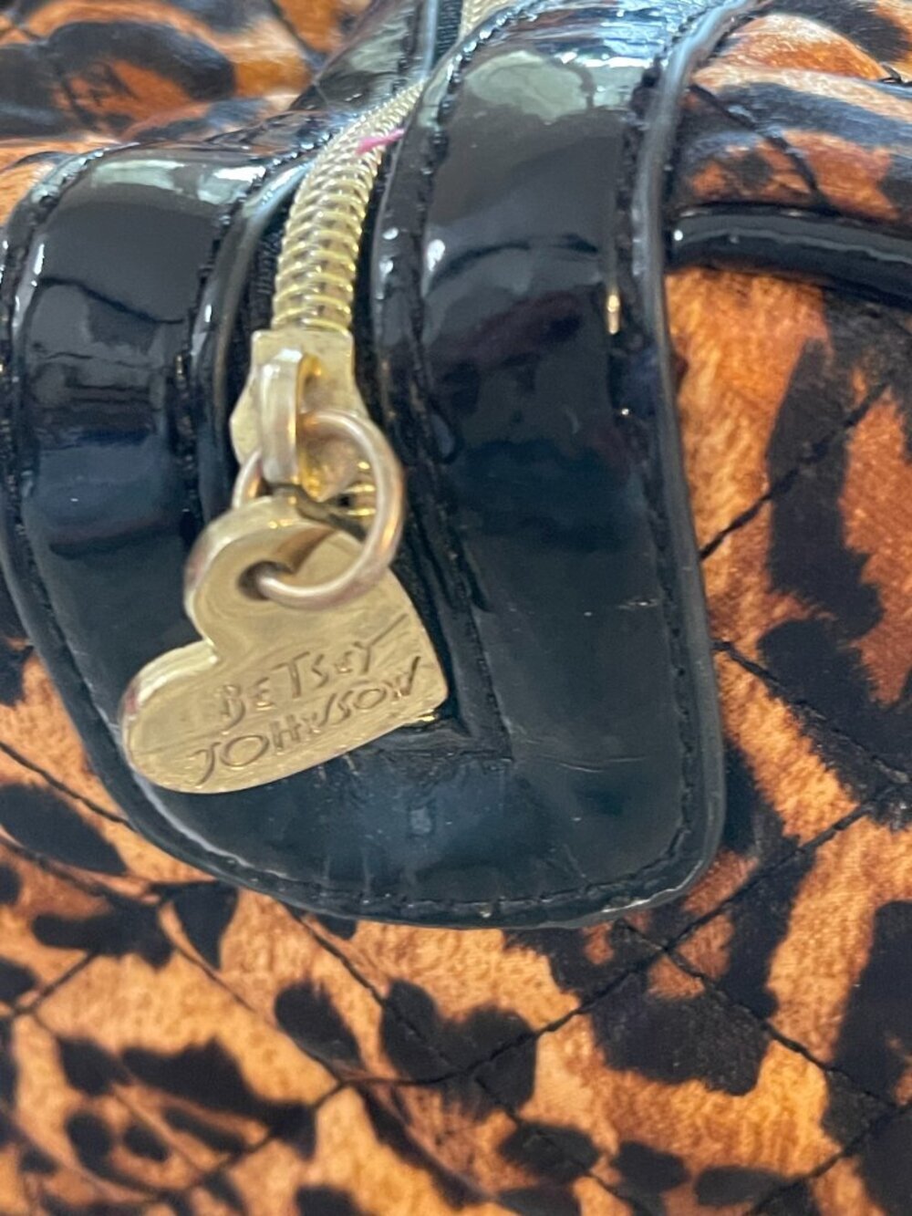 Vintage Betsey Johnson Y2K Leopard Bow Satchel Bag - Picture 12 of 15